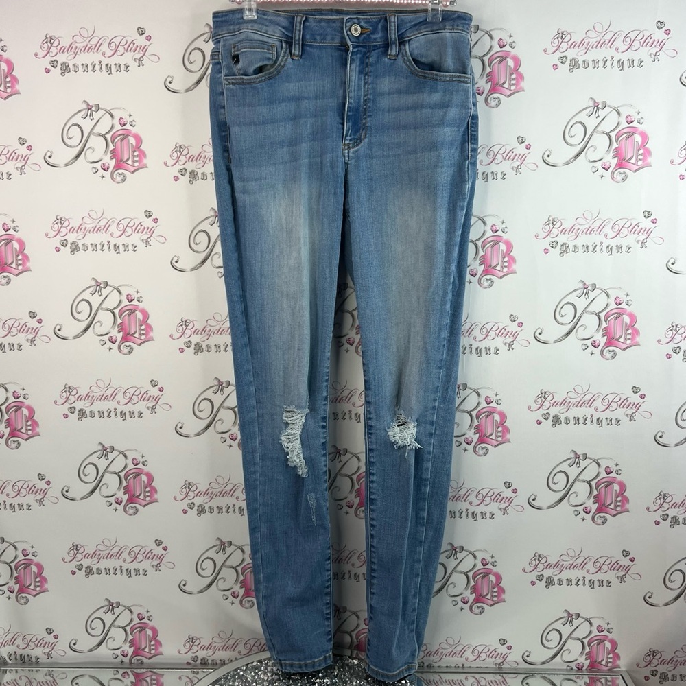 KanCan pants Jean denim ripped style Light Blue Straight Leg Jeans kc31018